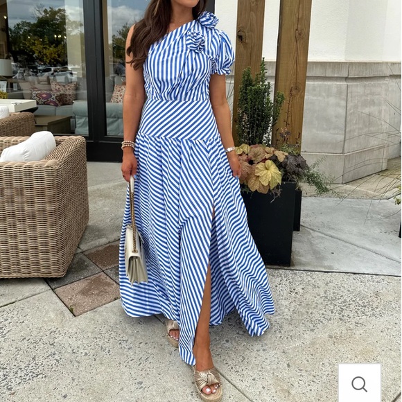 Blue and white striped dress, size L NWOT - Picture 3 of 3